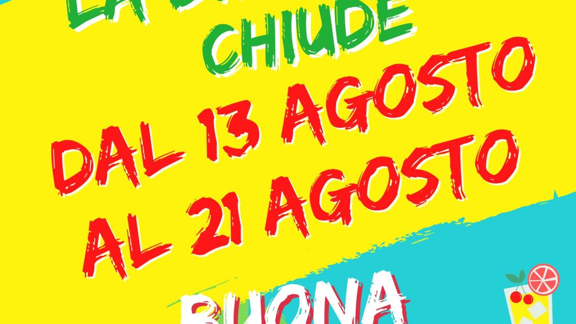 Chiusura Estiva biblioteca dal 13 Agosto al 21 Agosto